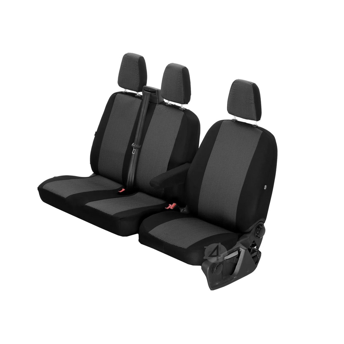Pokrowce do Mercedes Sprinter III W907, W910 od 2018 / 2024 - 3 miejsca CAŁE OPARCIE BEZ STOLIKA, CAŁE SIEDZENIE | Seria HERO