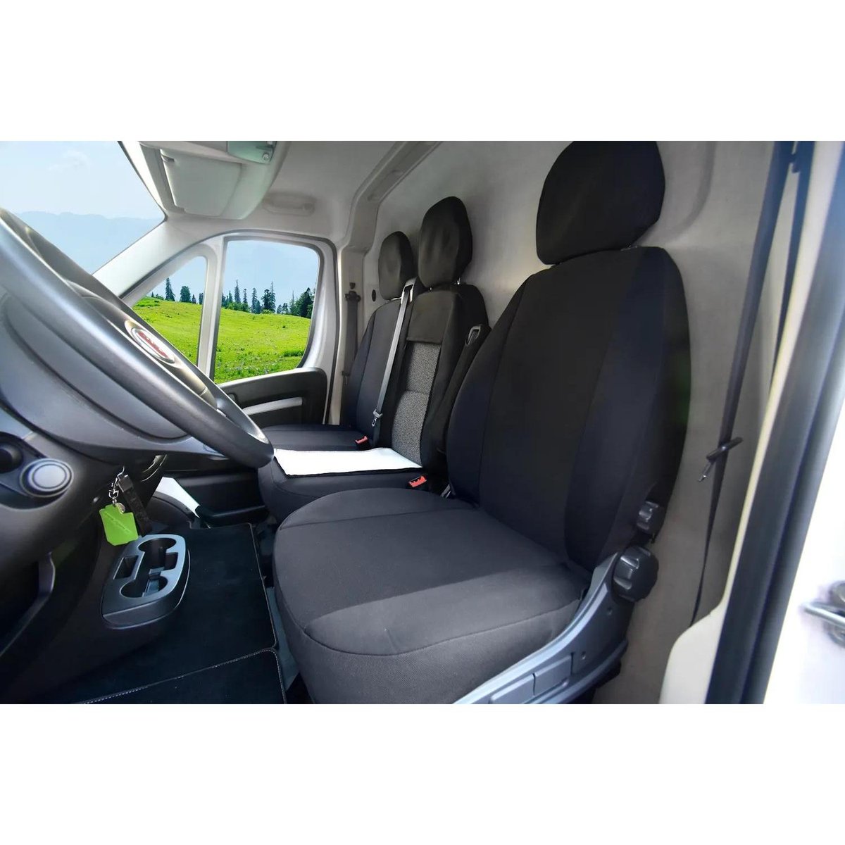 Pokrowce do Peugeot Boxer II od 2006 / od 2014 / od 2022 - 3 miejsca CAŁE OPARCIE ZE STOLIKIEM, CAŁE SIEDZISKO | Seria LUX