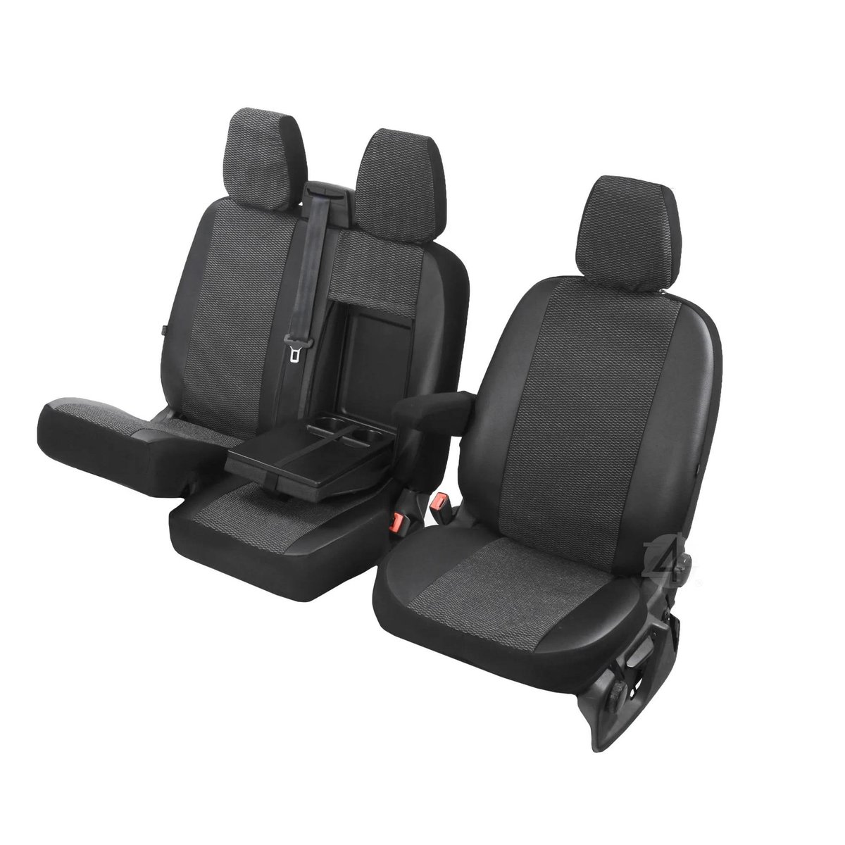 Pokrowce do Toyota Proace II od 2016 / od 2024 - 3 miejsca CAŁE OPARCIE ZE STOLIKIEM, DZIELONE SIEDZISKO | Seria VIVA