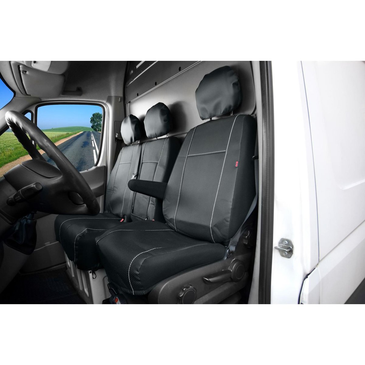 Pokrowce do Volkswagen Crafter I od 2006 do 2016 - 3 miejsca CAŁE OPARCIE ZE STOLIKIEM LUB BEZ, CAŁE SIEDZISKO | Seria VIP PLUS