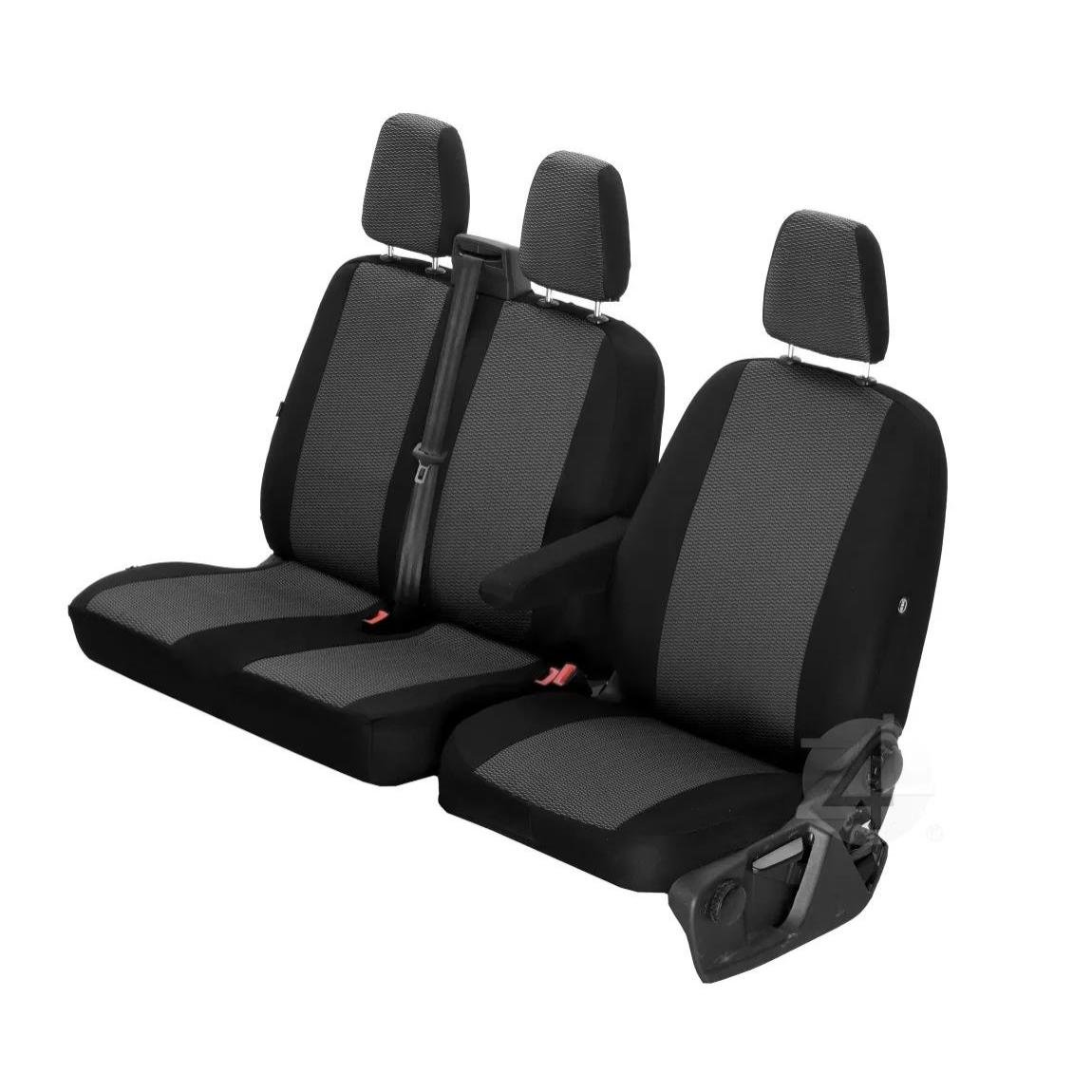 Pokrowce do Renault Trafic III od 2014 do 2021 - 3 miejsca CAŁE OPARCIE BEZ STOLIKA, CAŁE SIEDZENIE | Seria HERO