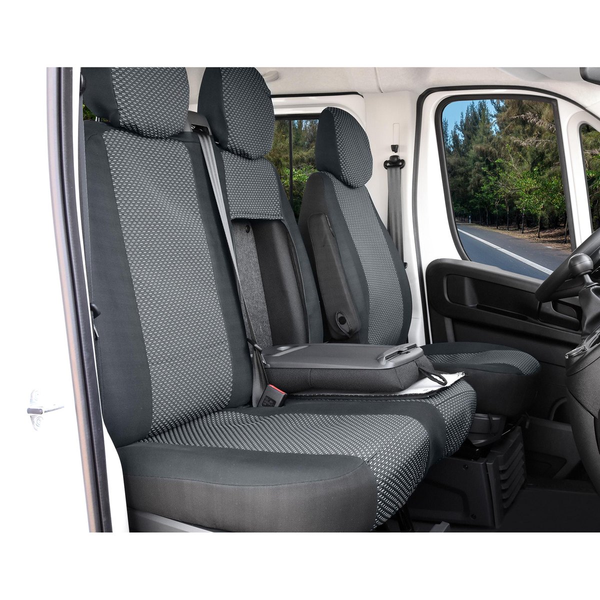 Pokrowce do TOYOTA Proace Max od 2024 - 3 miejsca CAŁE OPARCIE ZE STOLIKIEM LUB BEZ, CAŁE SIEDZISKO | Seria HERO