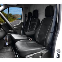 Pokrowce do Ford Transit Custom I od 2012 do 2023 - 3 miejsca CAŁE OPARCIE ZE STOLIKIEM, DZIELONE SIEDZISKO | Seria VIP PLUS