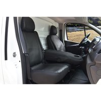 Pokrowce do Renault Trafic III od 2014 do 2021 - 3 miejsca DZIELONE OPARCIE Z KŁADZIONYM STOLIKIEM I DZIELONE SIEDZENIE | Seria VIP PLUS