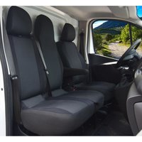 Pokrowce do Opel Vivaro od 2014 do 2019 - 3 miejsca DZIELONE OPARCIE Z KŁADZIONYM STOLIKIEM I DZIELONE SIEDZENIE | Seria LUX