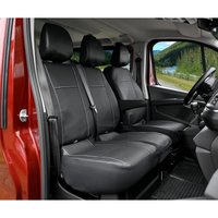 Pokrowce do Opel Vivaro od 2014 do 2022 - 3 miejsca DZIELONE OPARCIE Z KŁADZIONYM STOLIKIEM I DZIELONE SIEDZENIE | Seria VIP PLUS